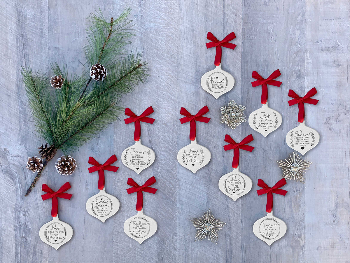 🎄LCP Ornament Doodle Believe Ribbon Hang