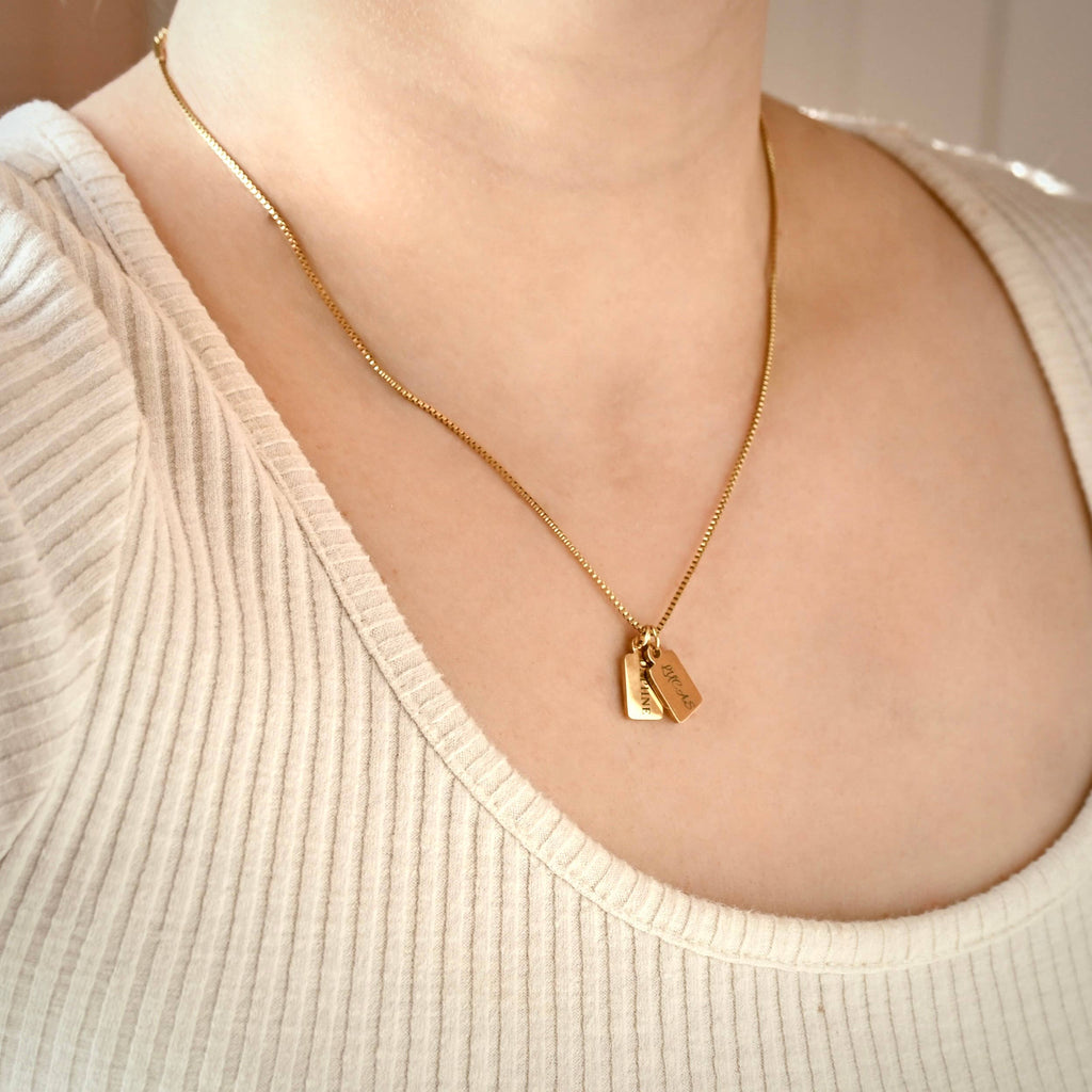 Custom Multiple Tag Charm Necklace - Stainless Steel