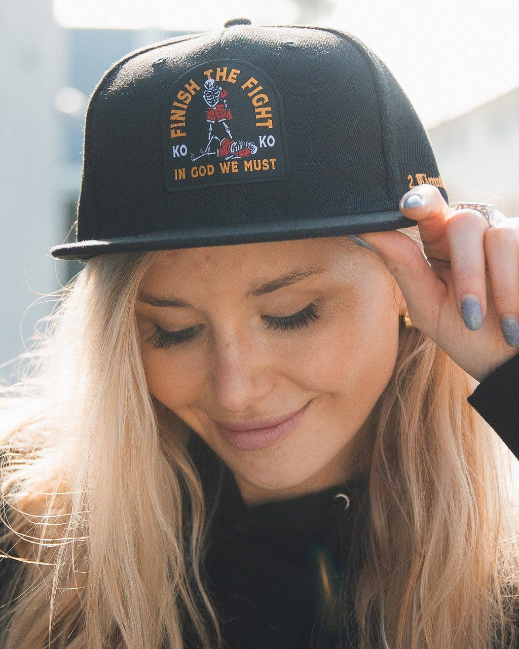 "Finish The Fight" Black Snapback Hat