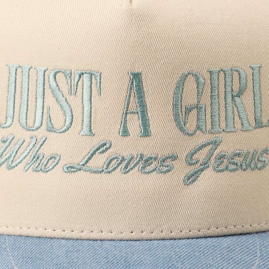 Just A Girl Who Loves Jesus Embroidery Trucker Hat