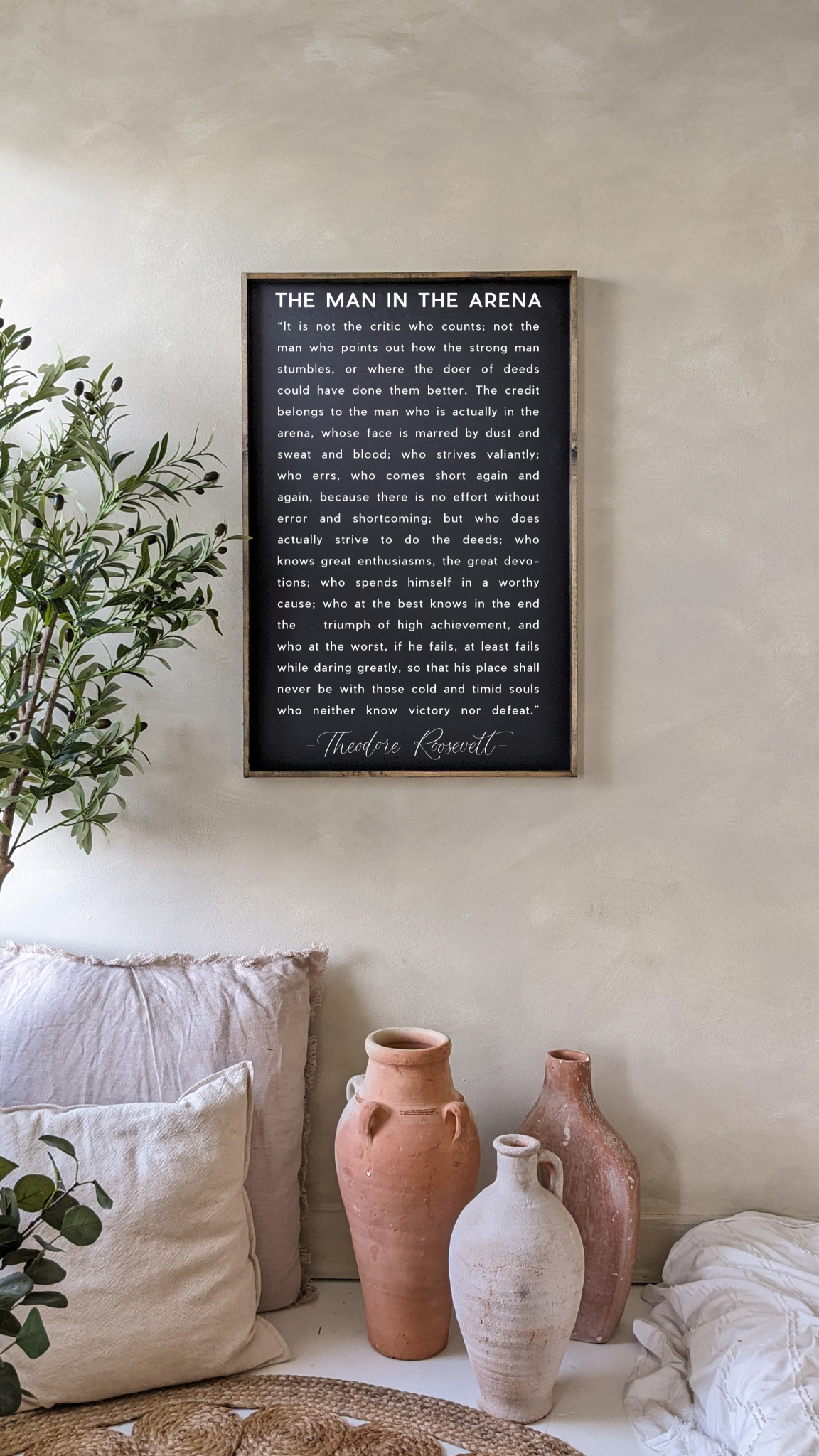 Man in the Arena Quote Framed Print - Inspirational Wall Art