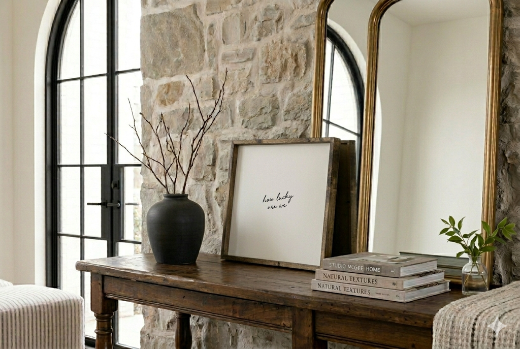 How Lucky Are We Framed Wall Art - Neutral Modern Wall Decor