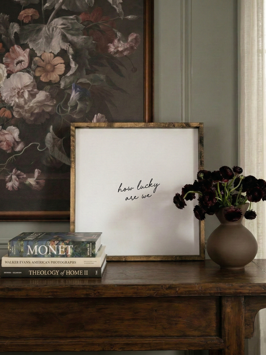 How Lucky Are We Framed Wall Art - Neutral Modern Wall Decor