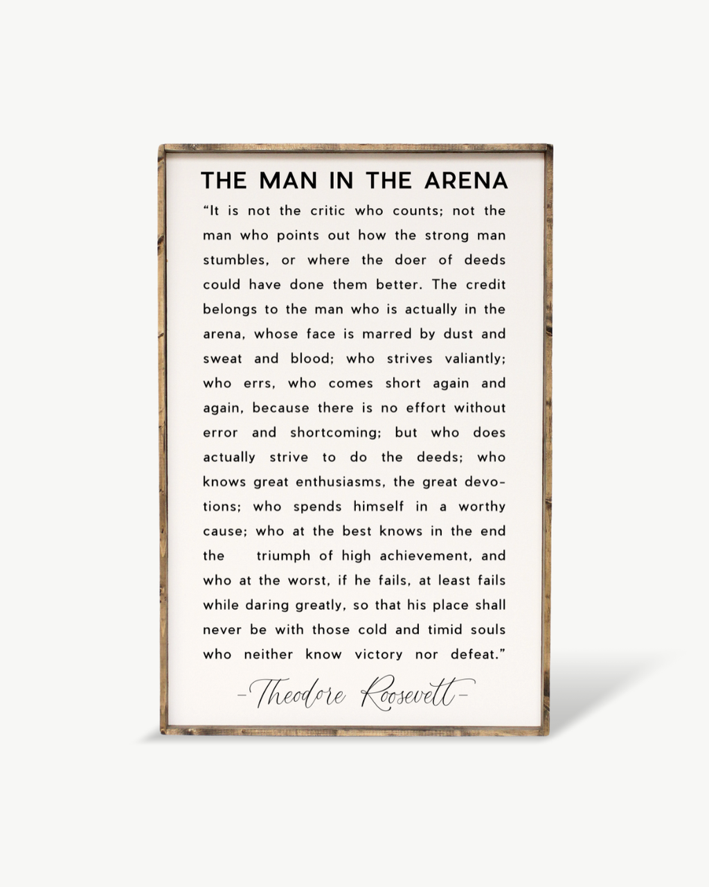 Man in the Arena Quote Framed Print - Inspirational Wall Art