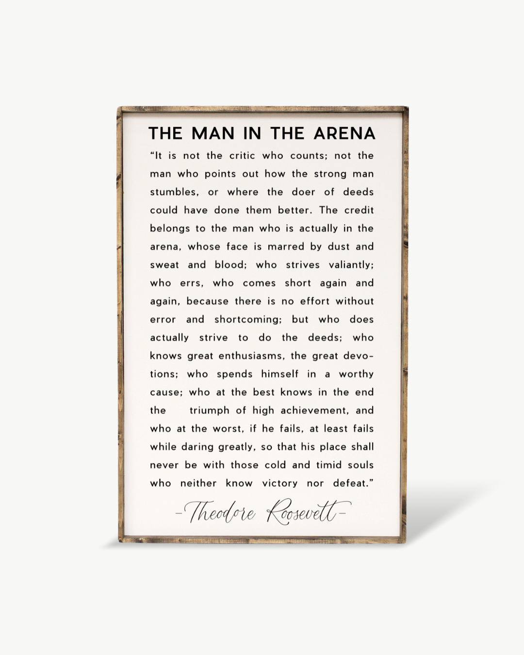 Man in the Arena Quote Framed Print - Inspirational Wall Art