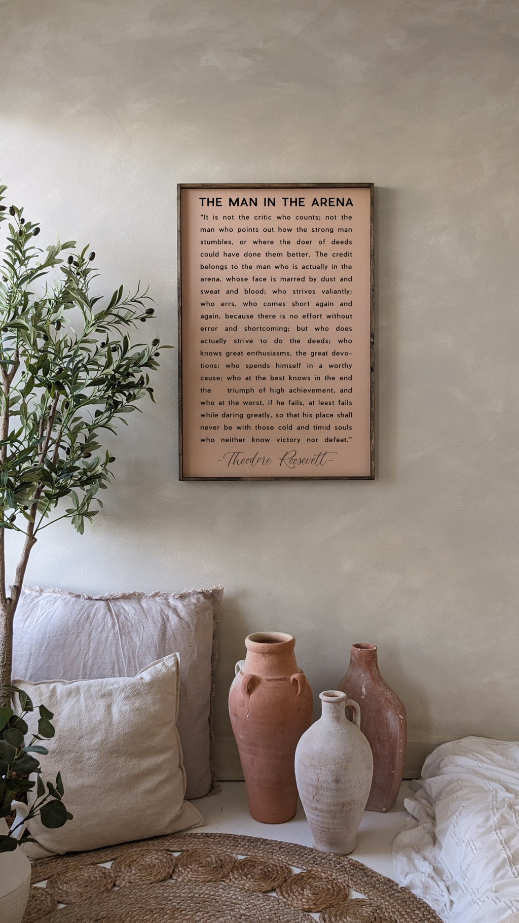 Man in the Arena Quote Framed Print - Inspirational Wall Art