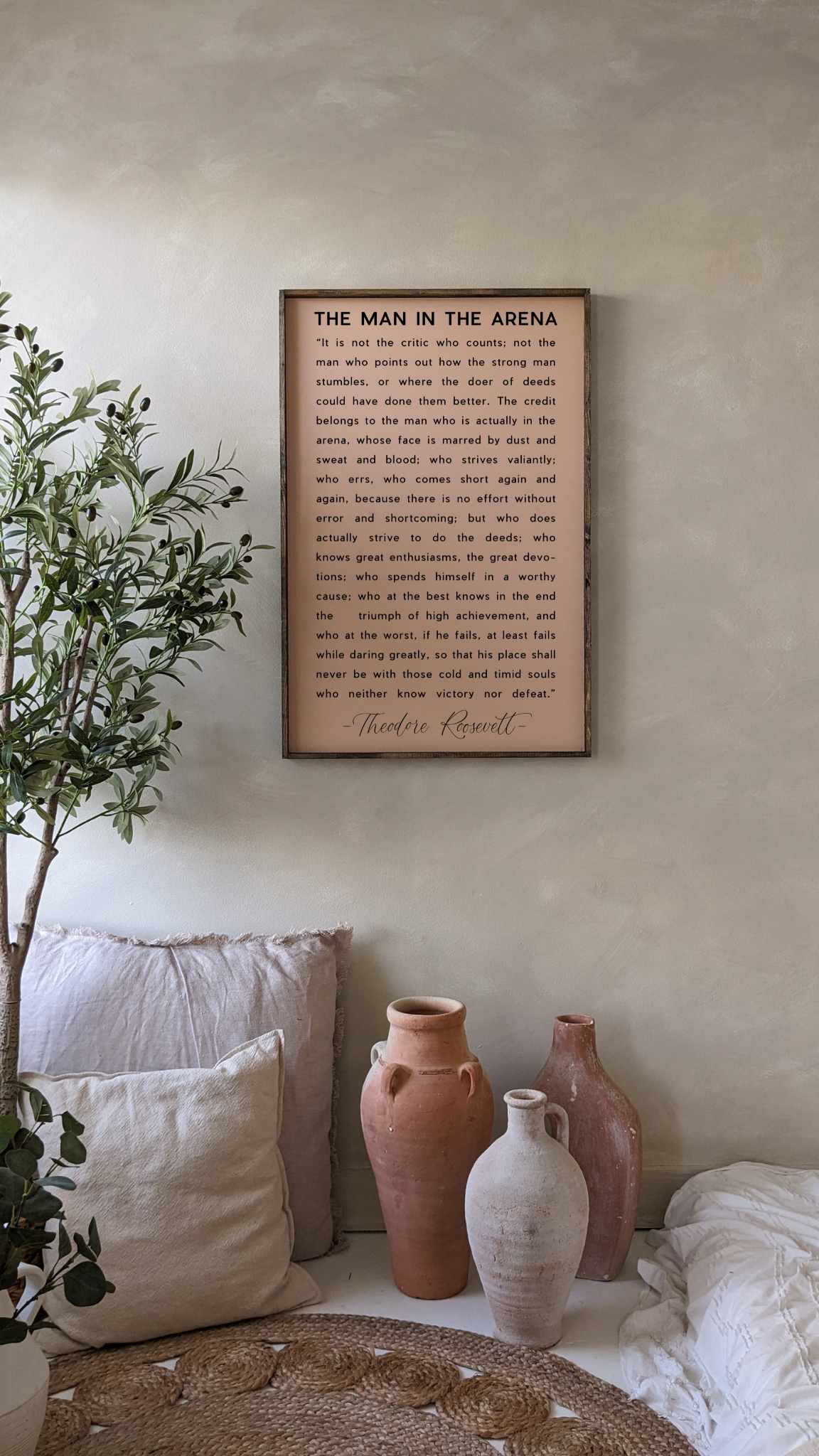 Man in the Arena Quote Framed Print - Inspirational Wall Art