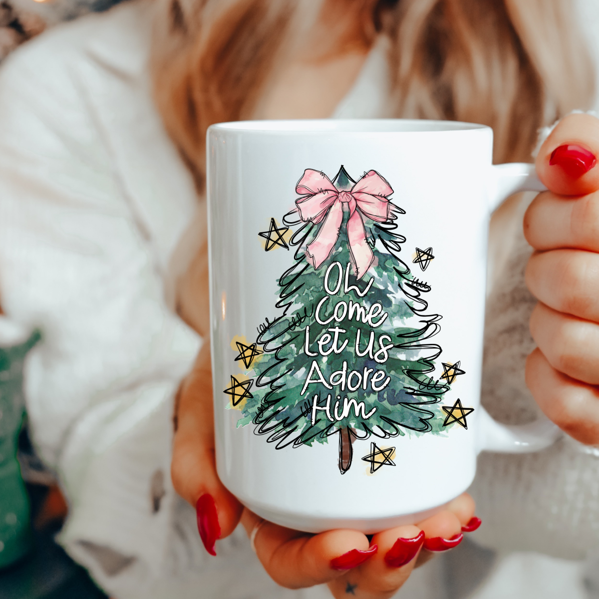 Let us adore him, Christmas mug, Christmas decor, mug