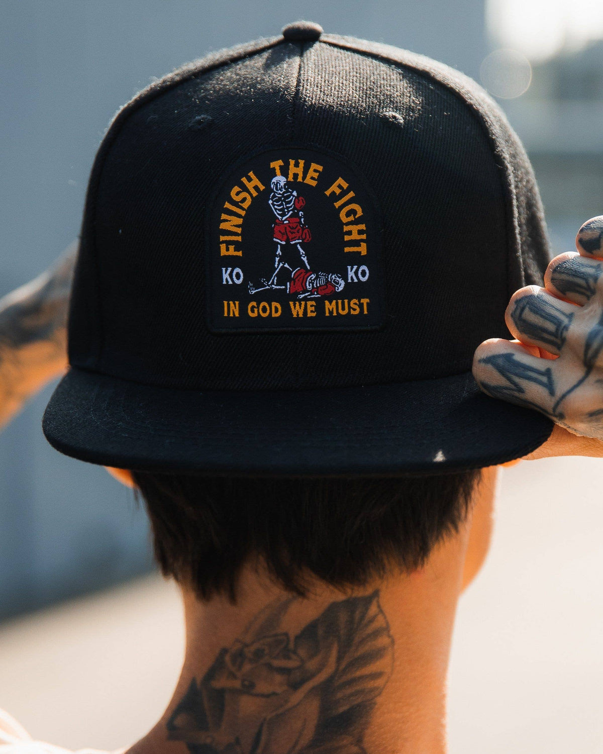 "Finish The Fight" Black Snapback Hat