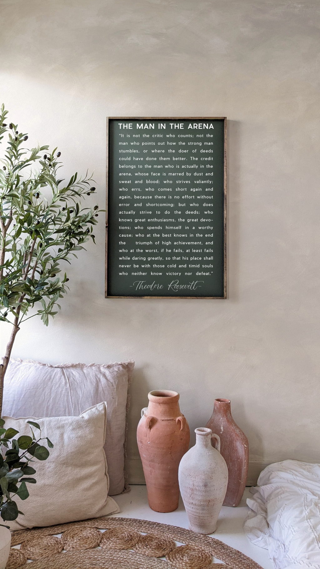 Man in the Arena Quote Framed Print - Inspirational Wall Art