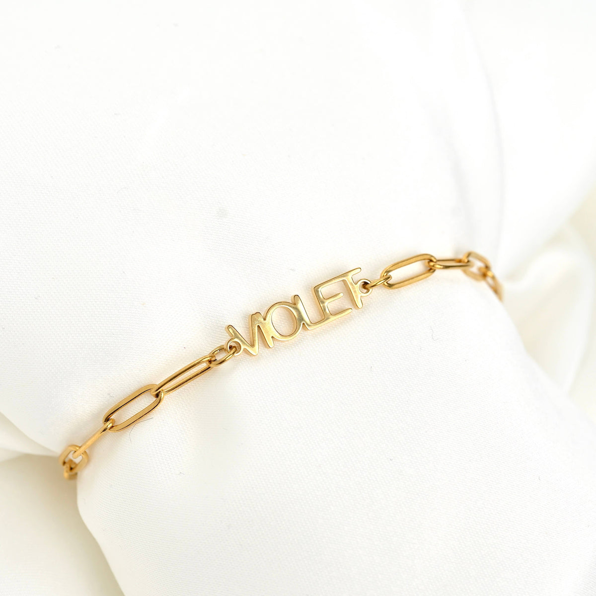 Personalized Block Letter Name Bracelet - Stainless Steel
