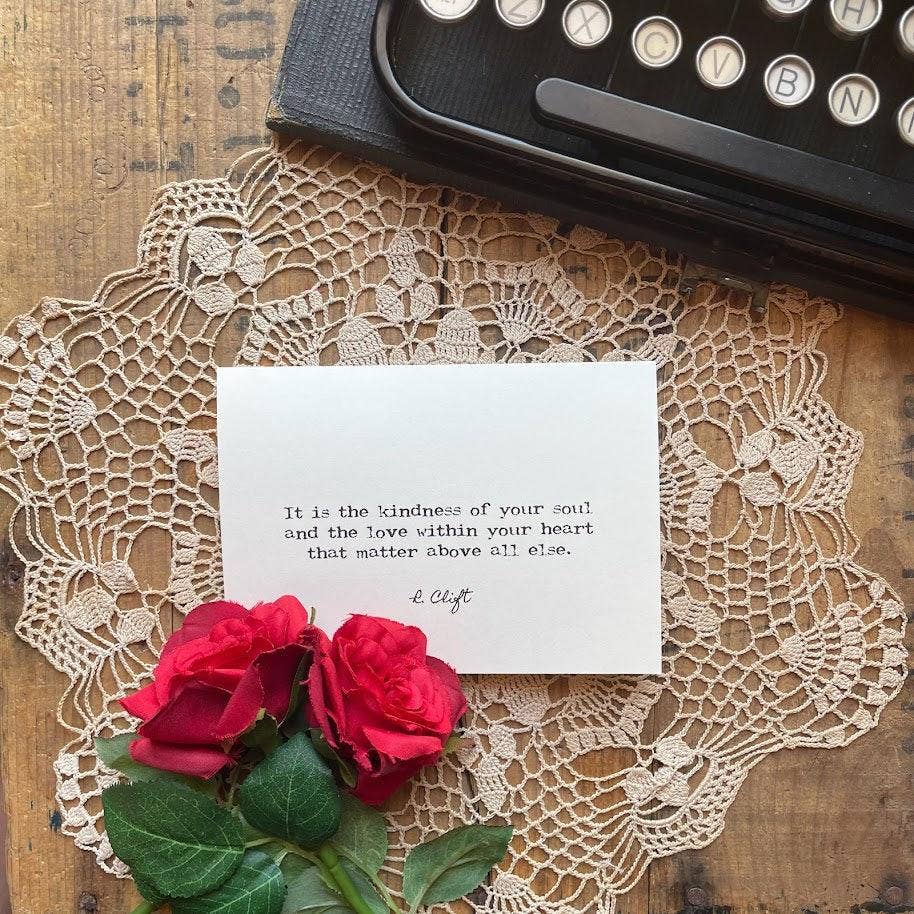 Kindness and love quote by R. Clift greeting card
