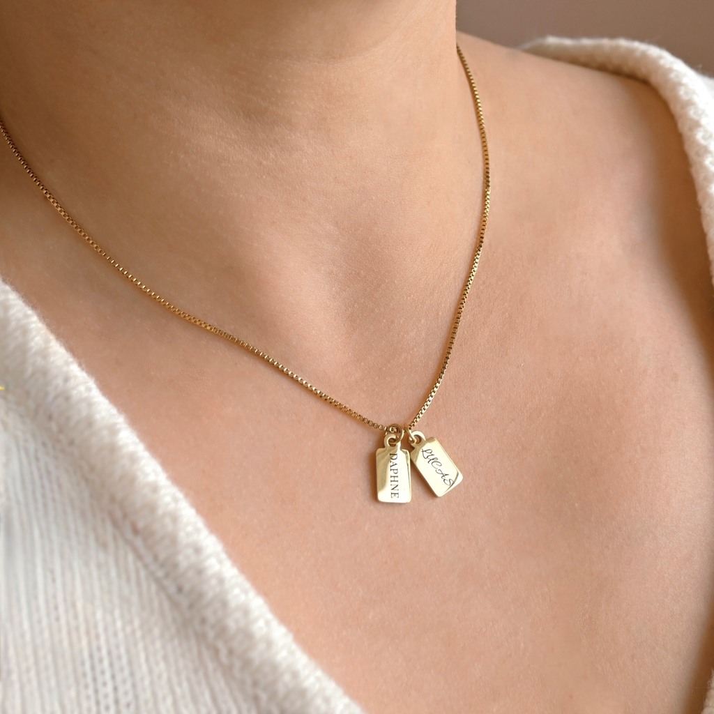 Custom Multiple Tag Charm Necklace - Stainless Steel