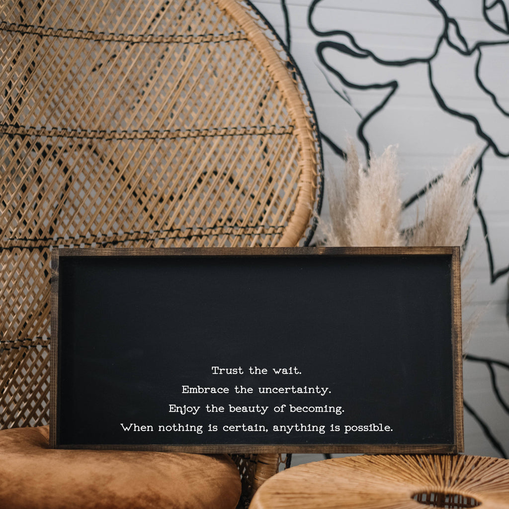 Trust the Wait Quote Framed Print – Inspirational Wall Art