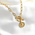 Paperclip Compass Medallion Necklace - Stainless Steel