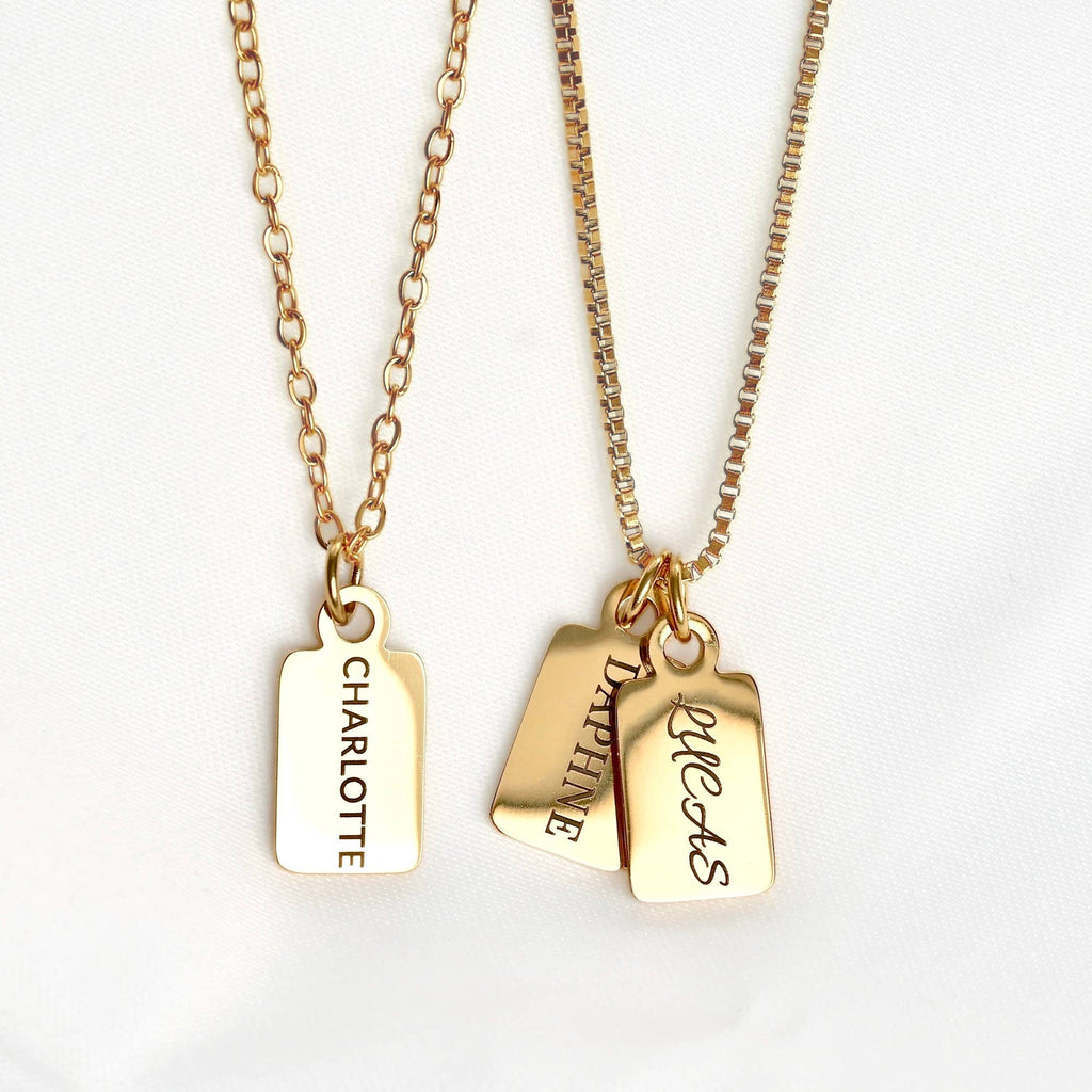 Custom Multiple Tag Charm Necklace - Stainless Steel