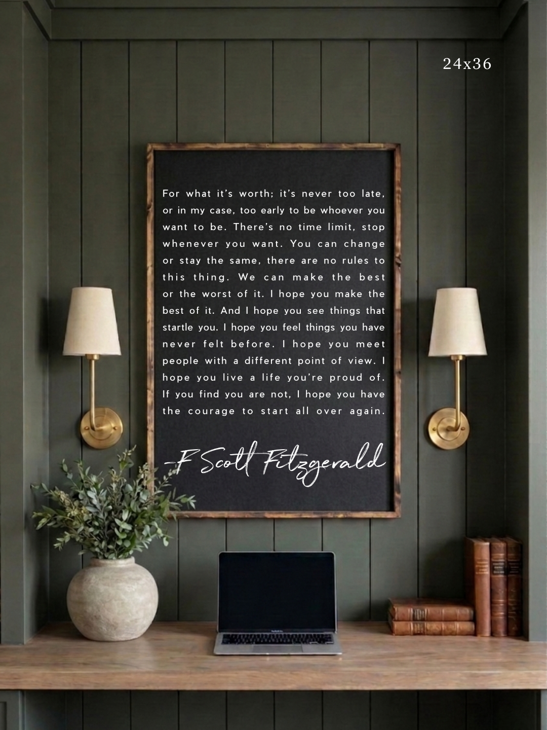 F. Scott Fitzgerald Quote Framed Print – Inspirational Art