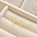 Mini Cross Stud Earrings - 925 Sterling Silver Cross Jewelry