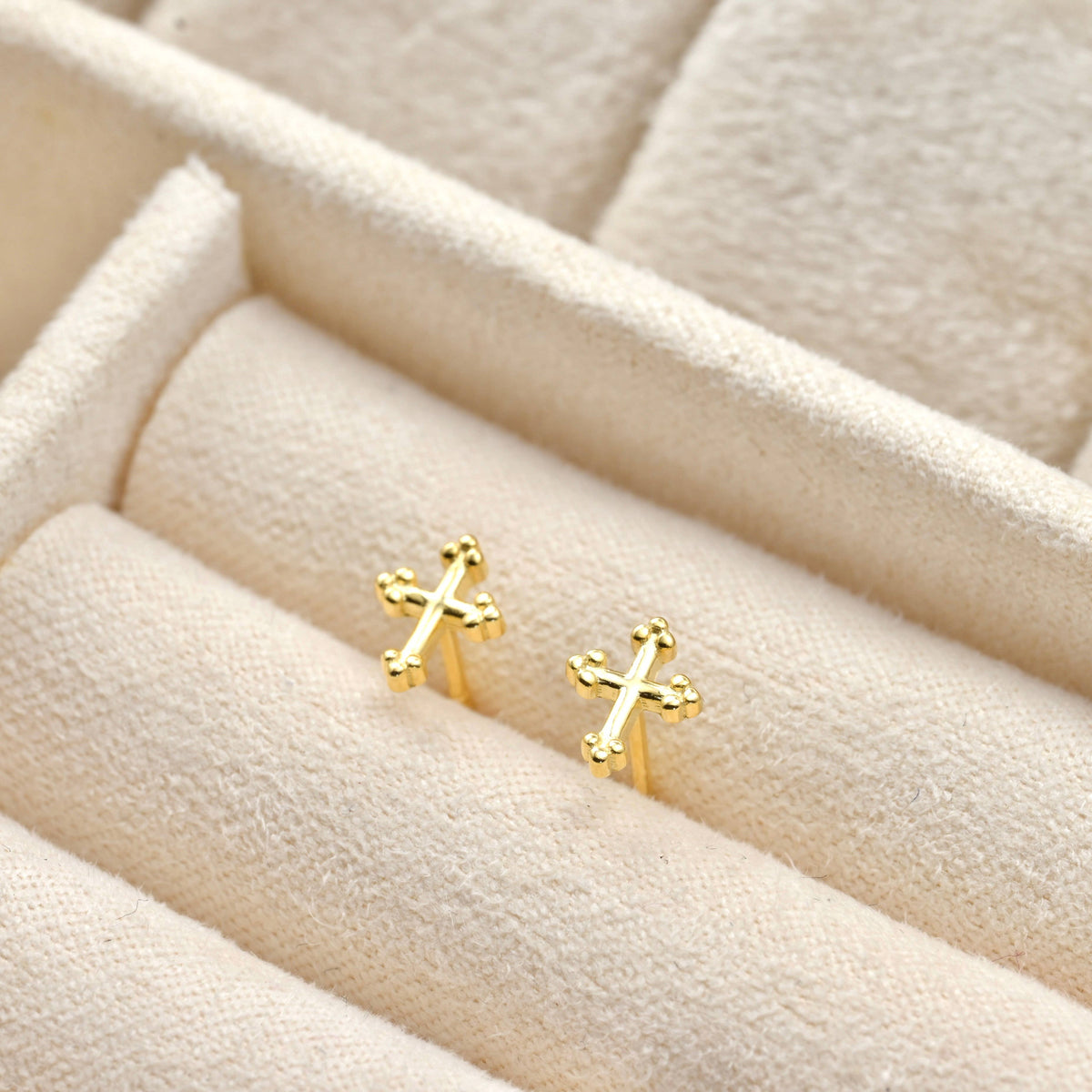 Mini Cross Stud Earrings - 925 Sterling Silver Cross Jewelry