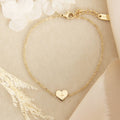 Tiny Heart Cross Bracelet, Engraved Cross Jewelry