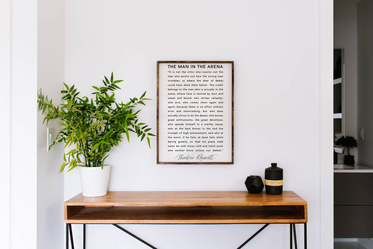 Man in the Arena Quote Framed Print - Inspirational Wall Art