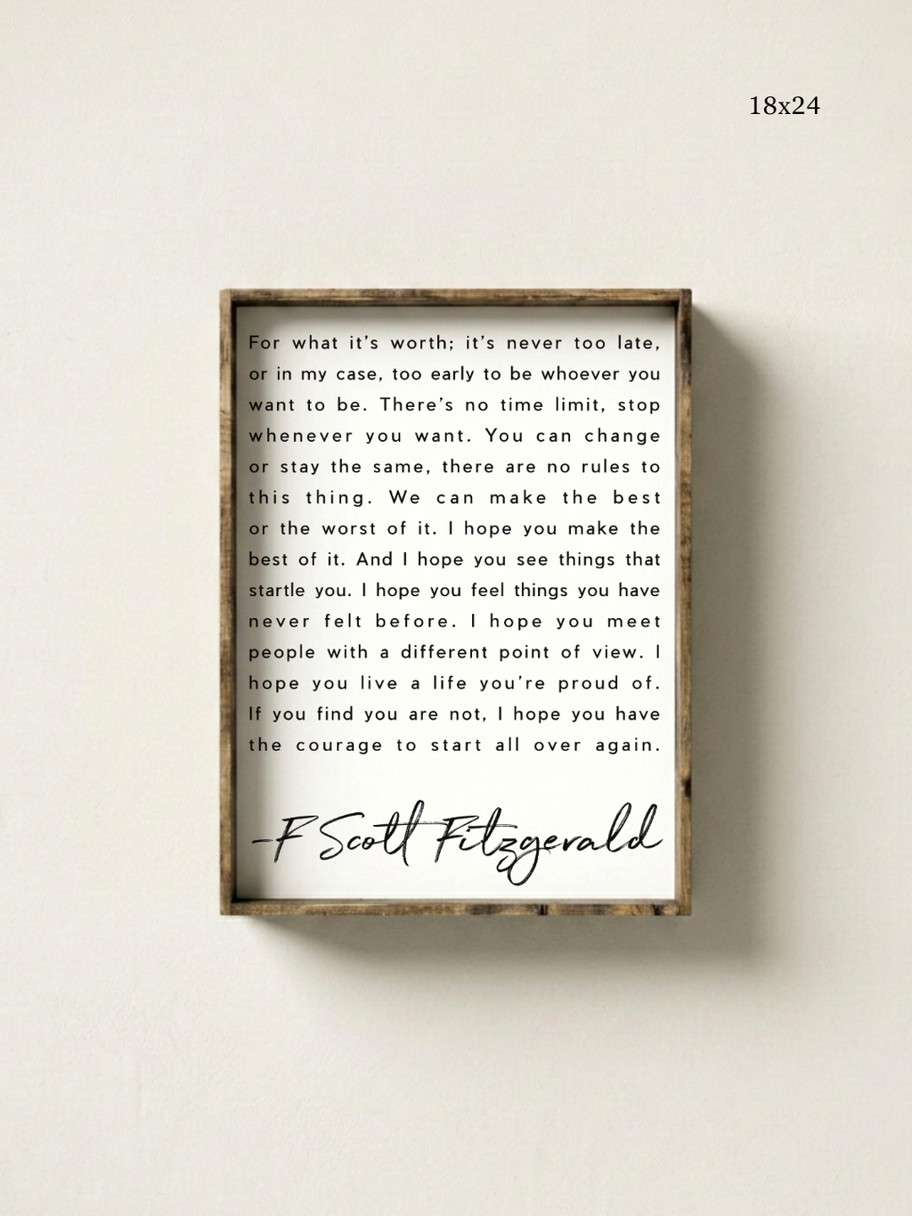 F. Scott Fitzgerald Quote Framed Print – Inspirational Art