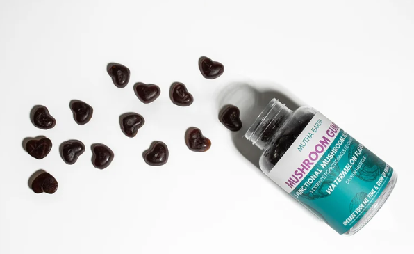 Watermelon Mushroom Gummies – 5 Mushroom Adaptogen Blend (60 Gummies, 30-Day Supply)