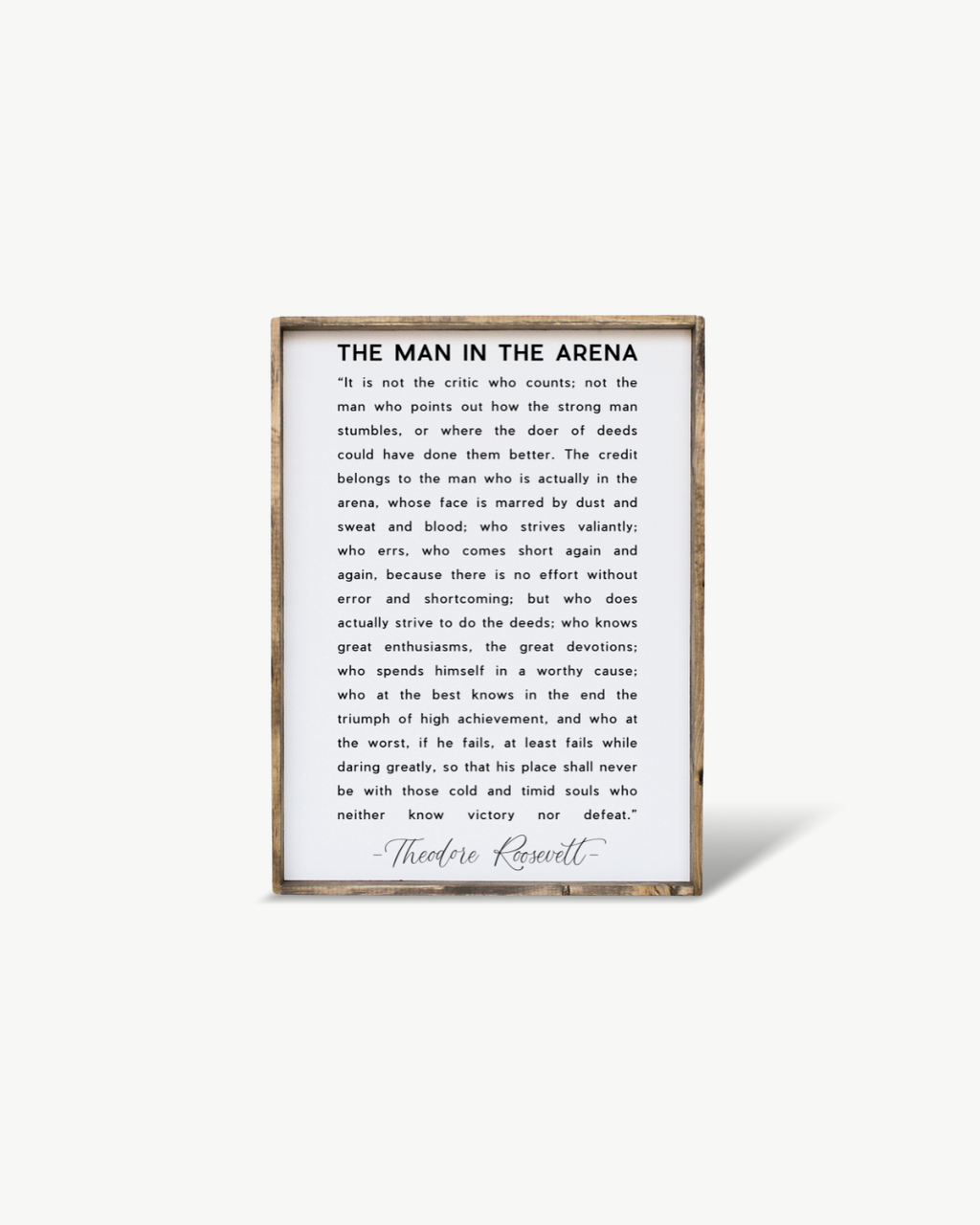 Man in the Arena Quote Framed Print - Inspirational Wall Art