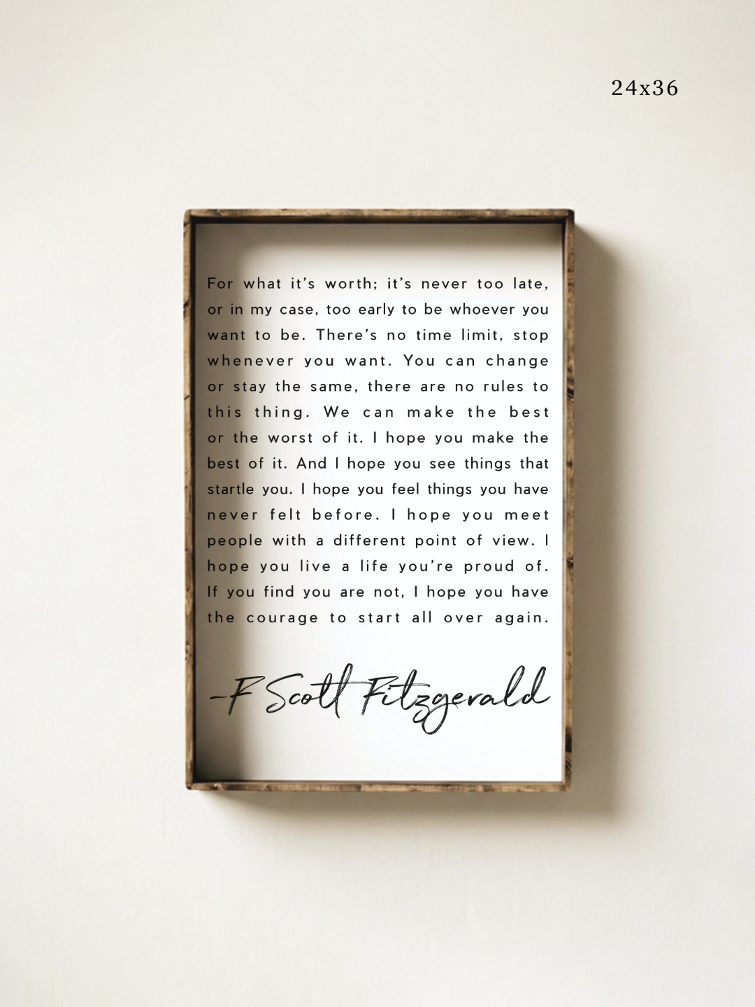 F. Scott Fitzgerald Quote Framed Print – Inspirational Art