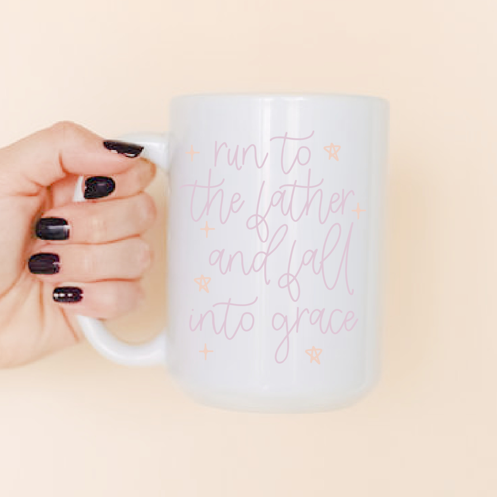 15oz Run to the father ceramic coffee mug, Christian mug