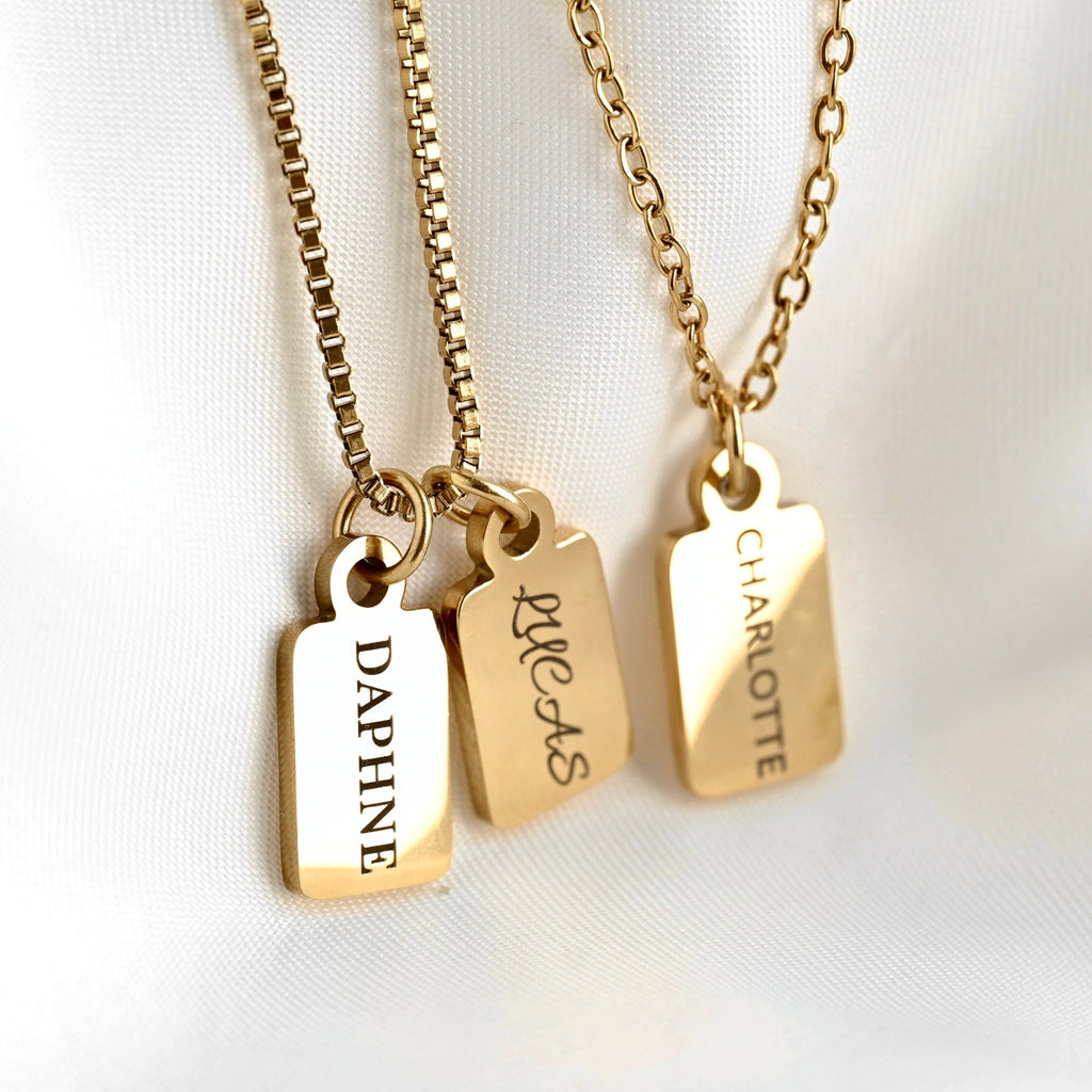 Custom Multiple Tag Charm Necklace - Stainless Steel