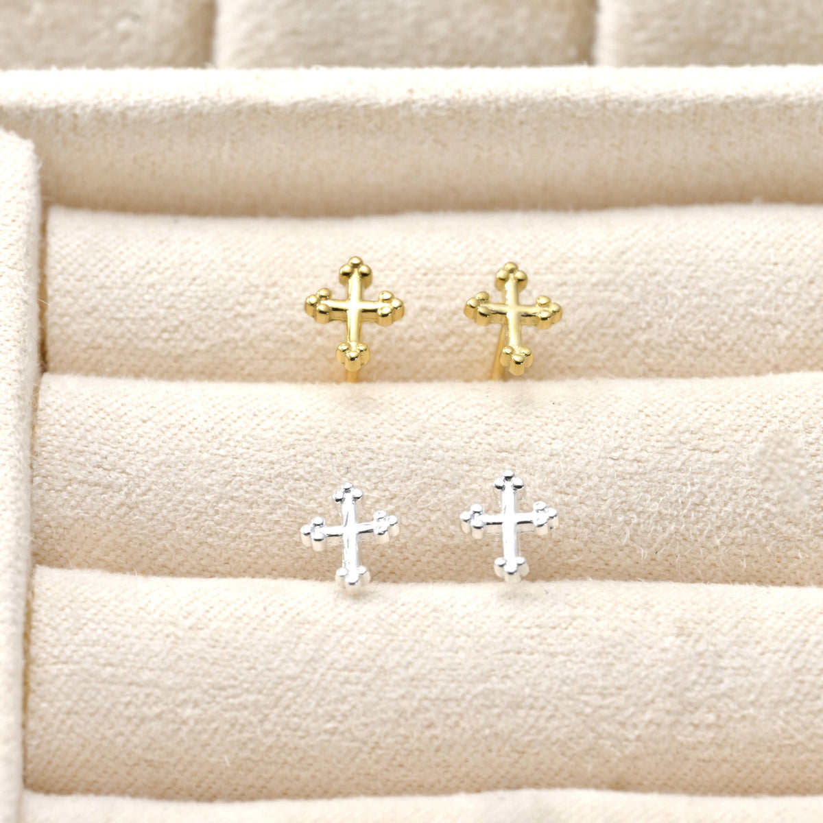 Mini Cross Stud Earrings - 925 Sterling Silver Cross Jewelry