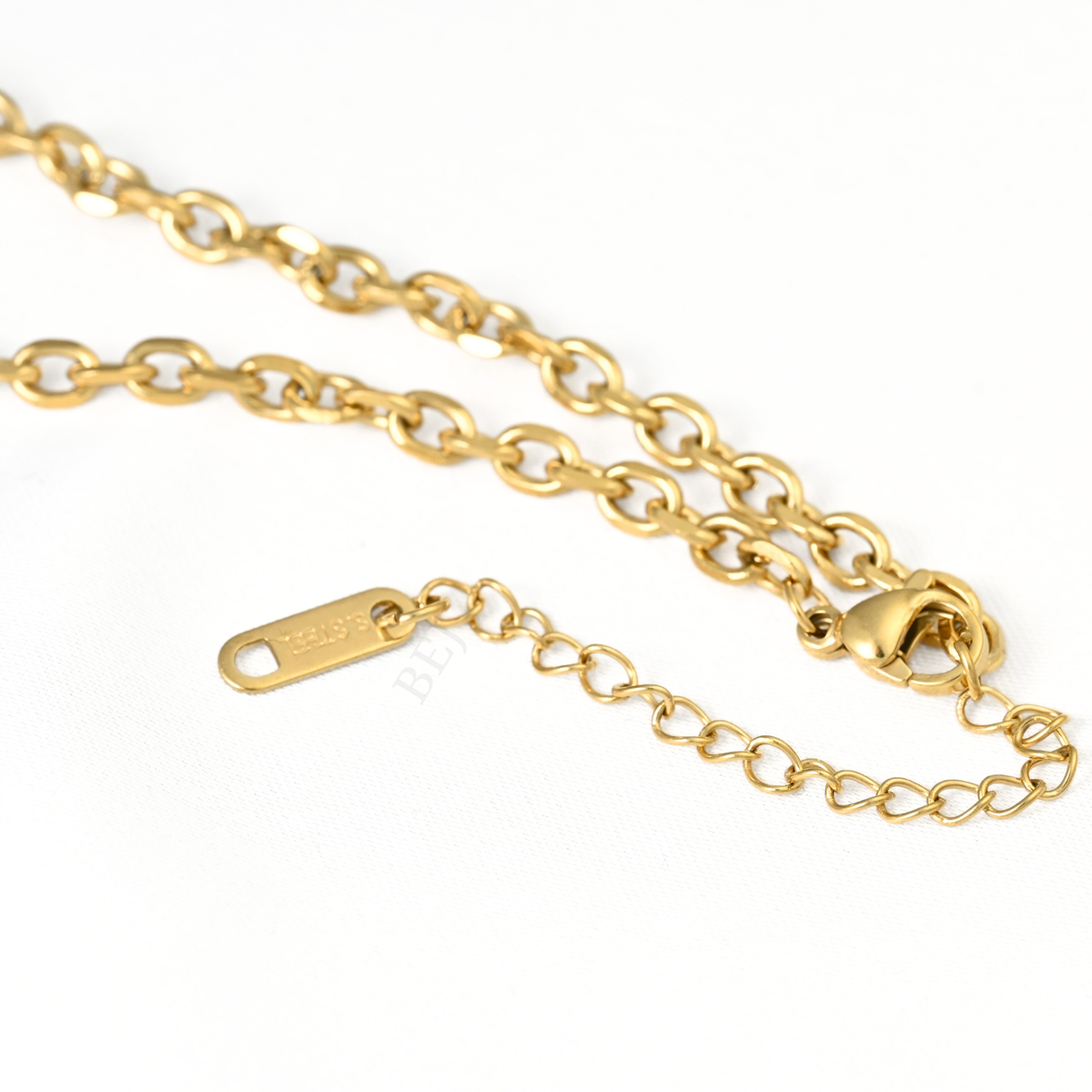 Gold Mixed Chain Puffy Heart Necklace - Stainless Steel
