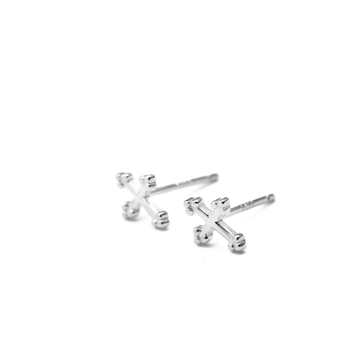 Mini Cross Stud Earrings - 925 Sterling Silver Cross Jewelry