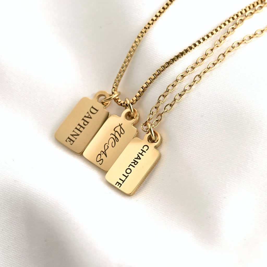 Custom Multiple Tag Charm Necklace - Stainless Steel