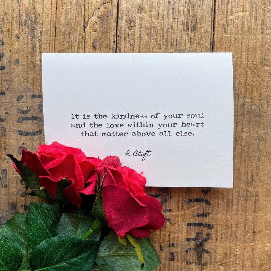 Kindness and love quote by R. Clift greeting card