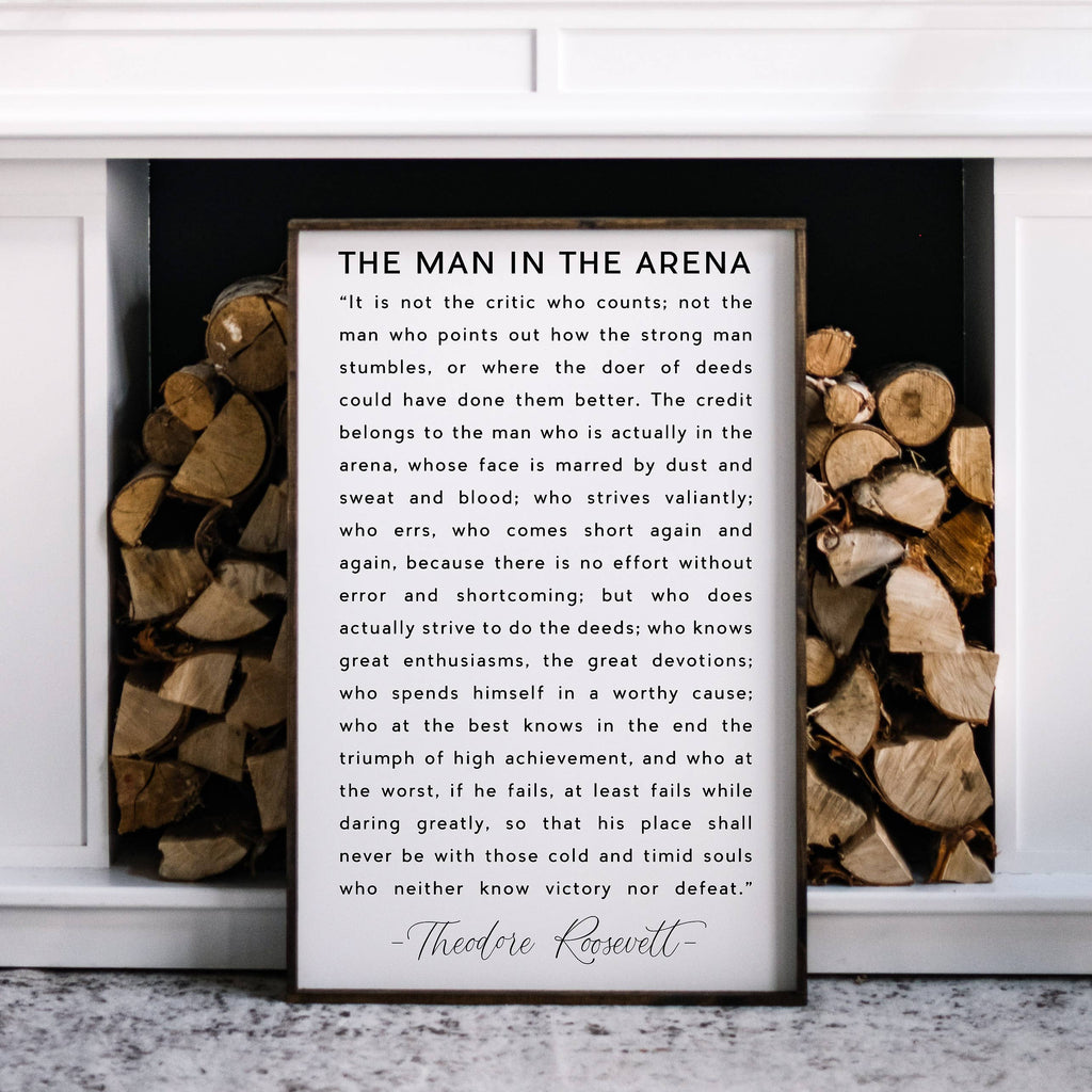 Man in the Arena Quote Framed Print - Inspirational Wall Art