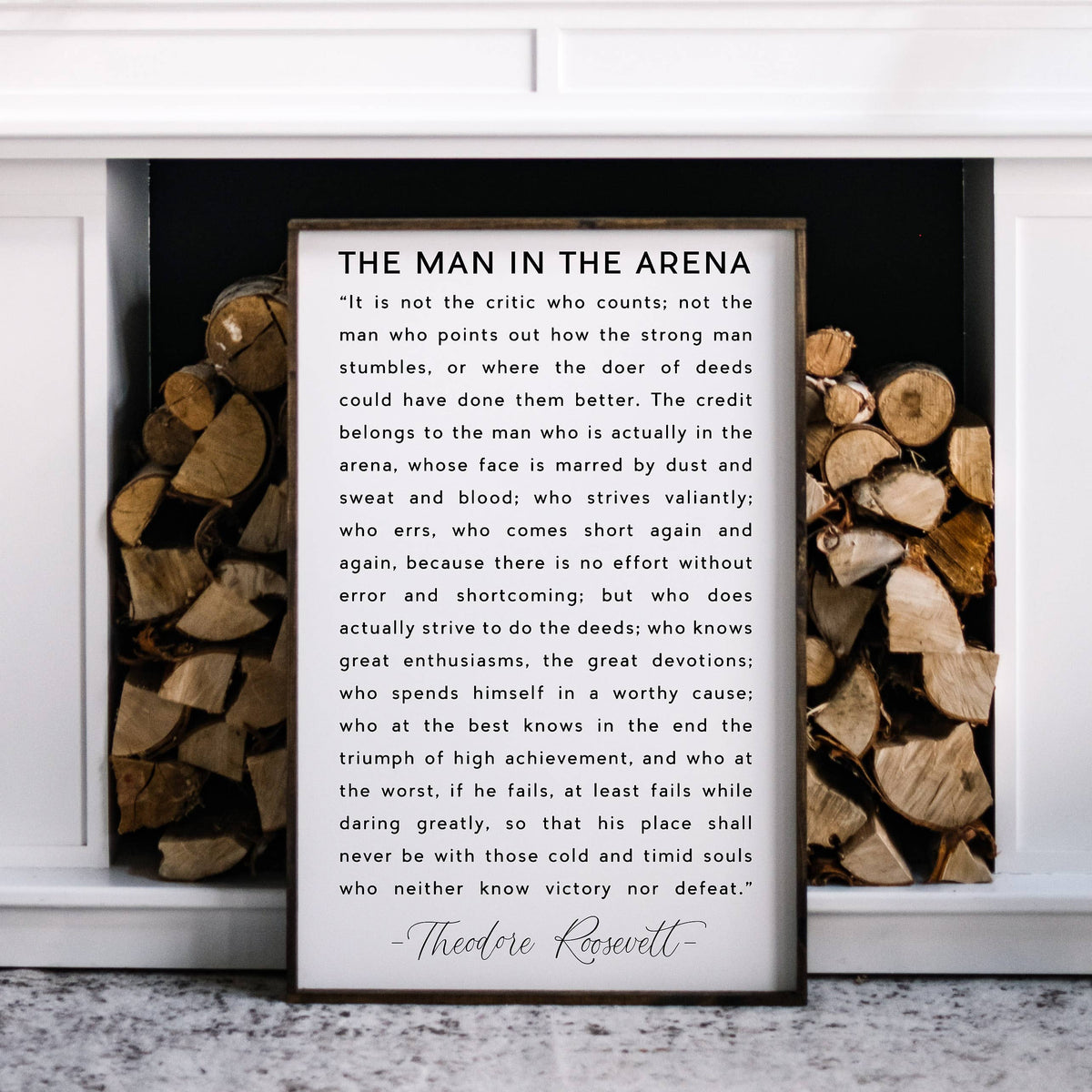 Man in the Arena Quote Framed Print - Inspirational Wall Art