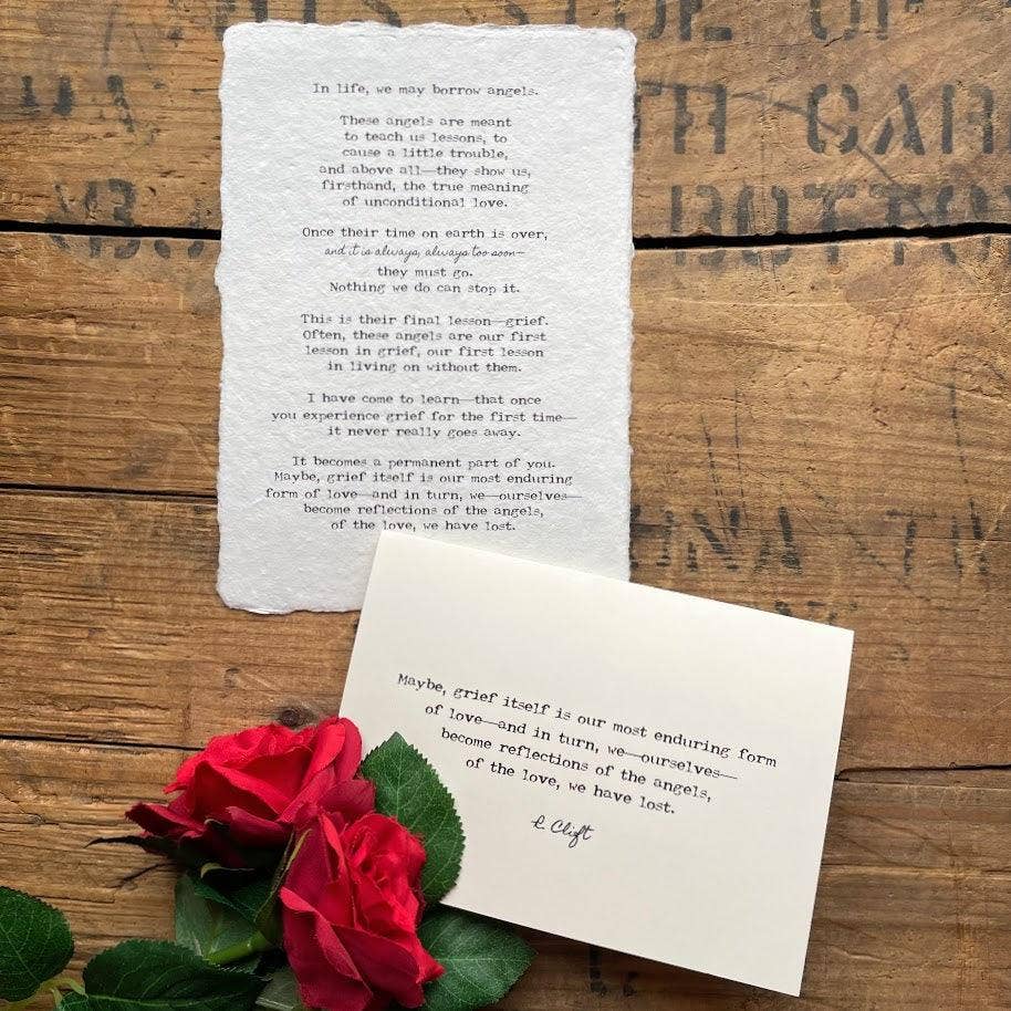 Angels and grief R. Clift quote greeting card